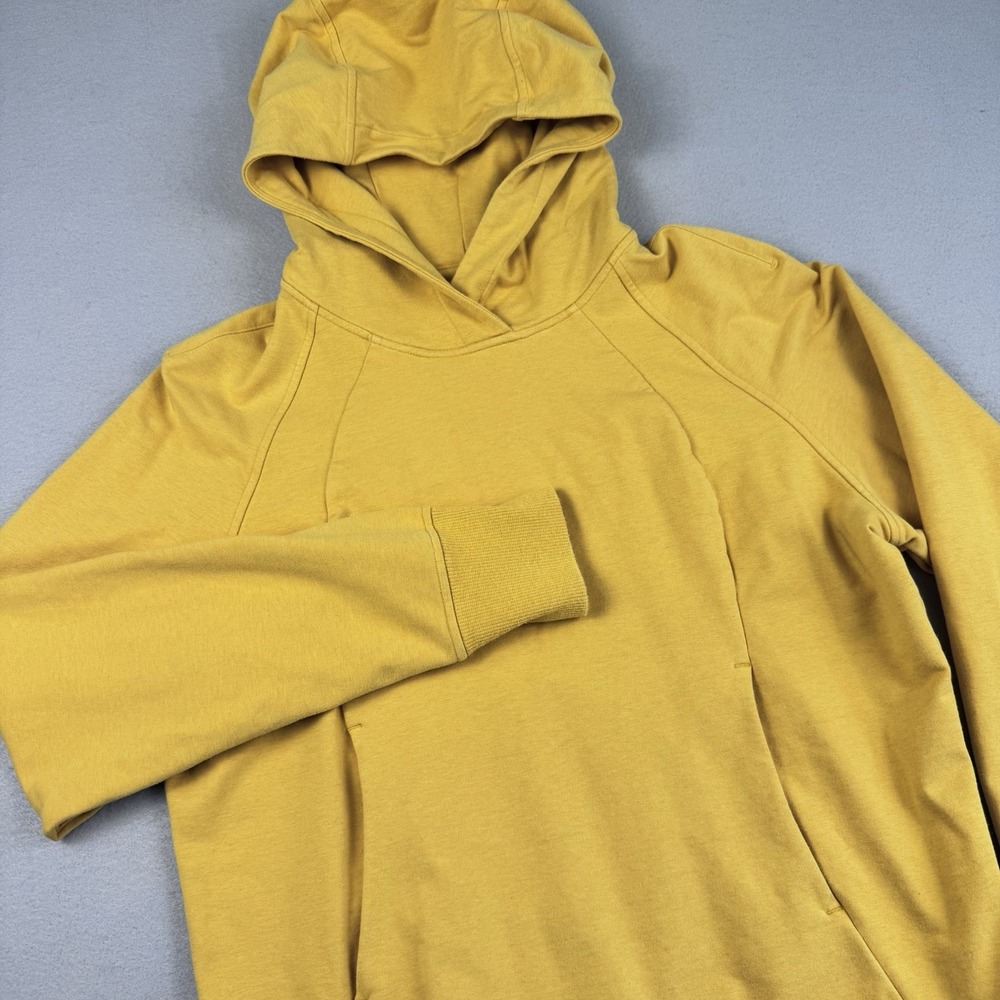 Lululemon Scuba Pullover Hoodie Women 10 Yellow Thumb Holes Pocket Cotton Blend